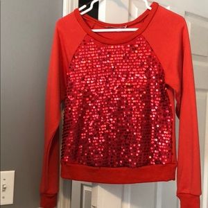 sequined crew neck sweater